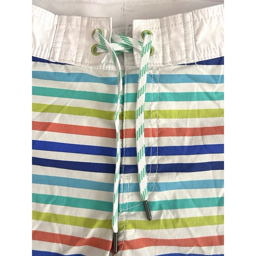 J Crew Crewcuts Boys Swim Trunks Shorts Rainbow Striped Mesh Lined Size 14 Beach